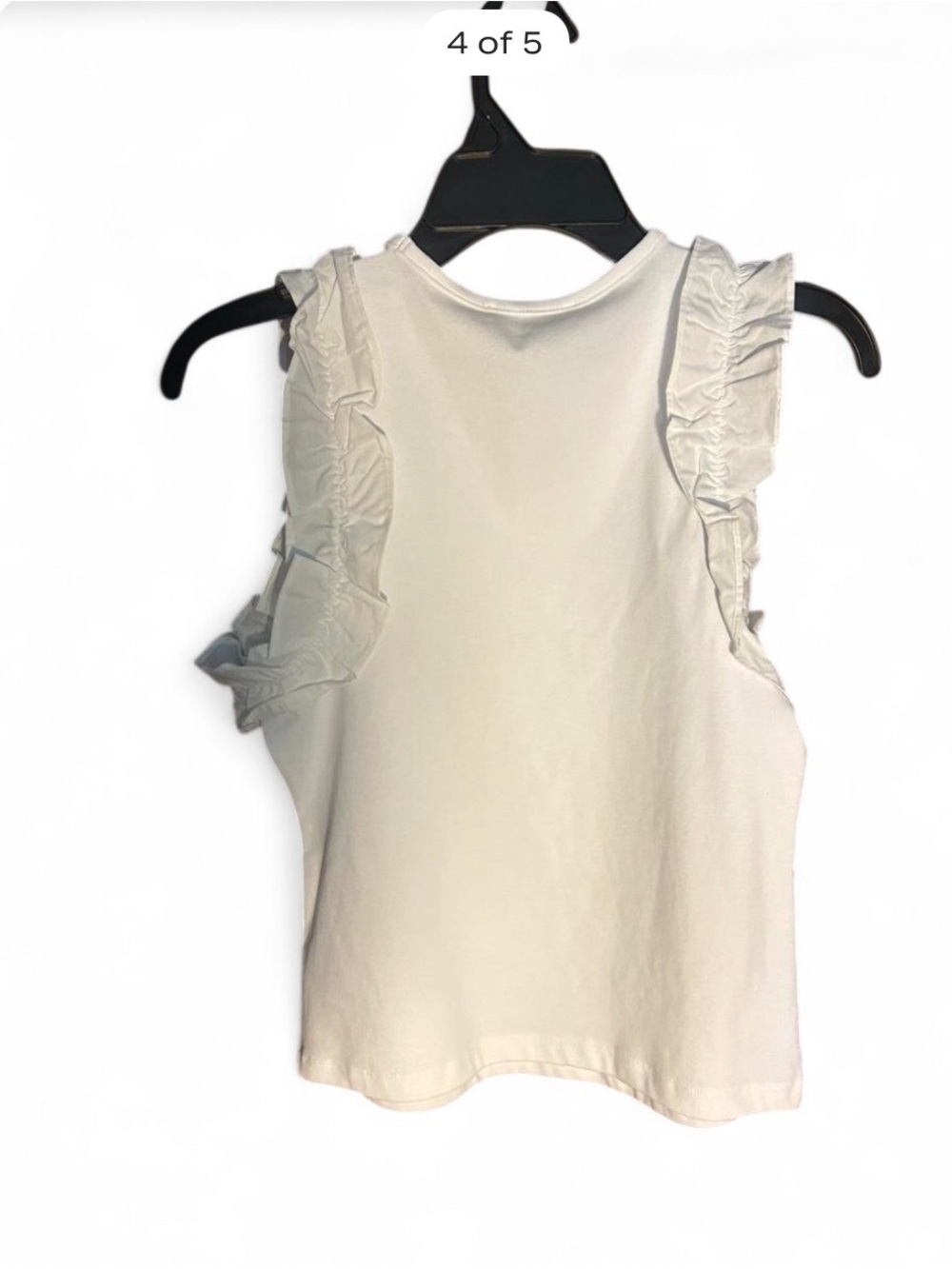 White Ruffle Sleeve Women's Top - Picture 2 of 4